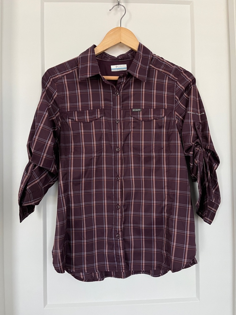 Columbia Men's Burgundy Plaid Button-Down Shirt